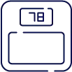 Illustration of a digital scale displaying the number 78. The scale has a minimalist design with a rectangular shape and a clear digital readout.